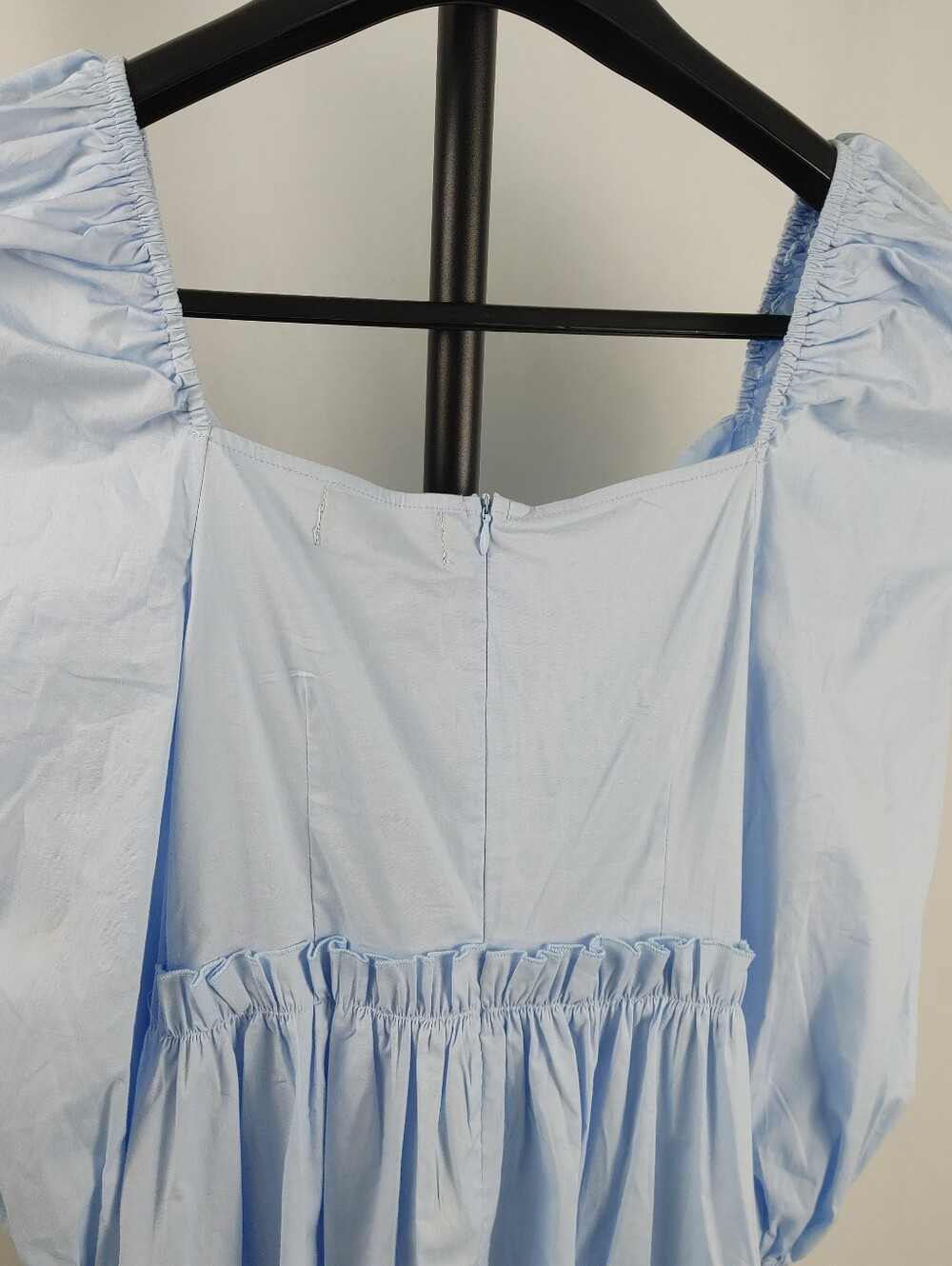 Cider Light Blue Puff Sleeve Babydoll Mini Dress NWT Women's Large - Picture 11 of 14